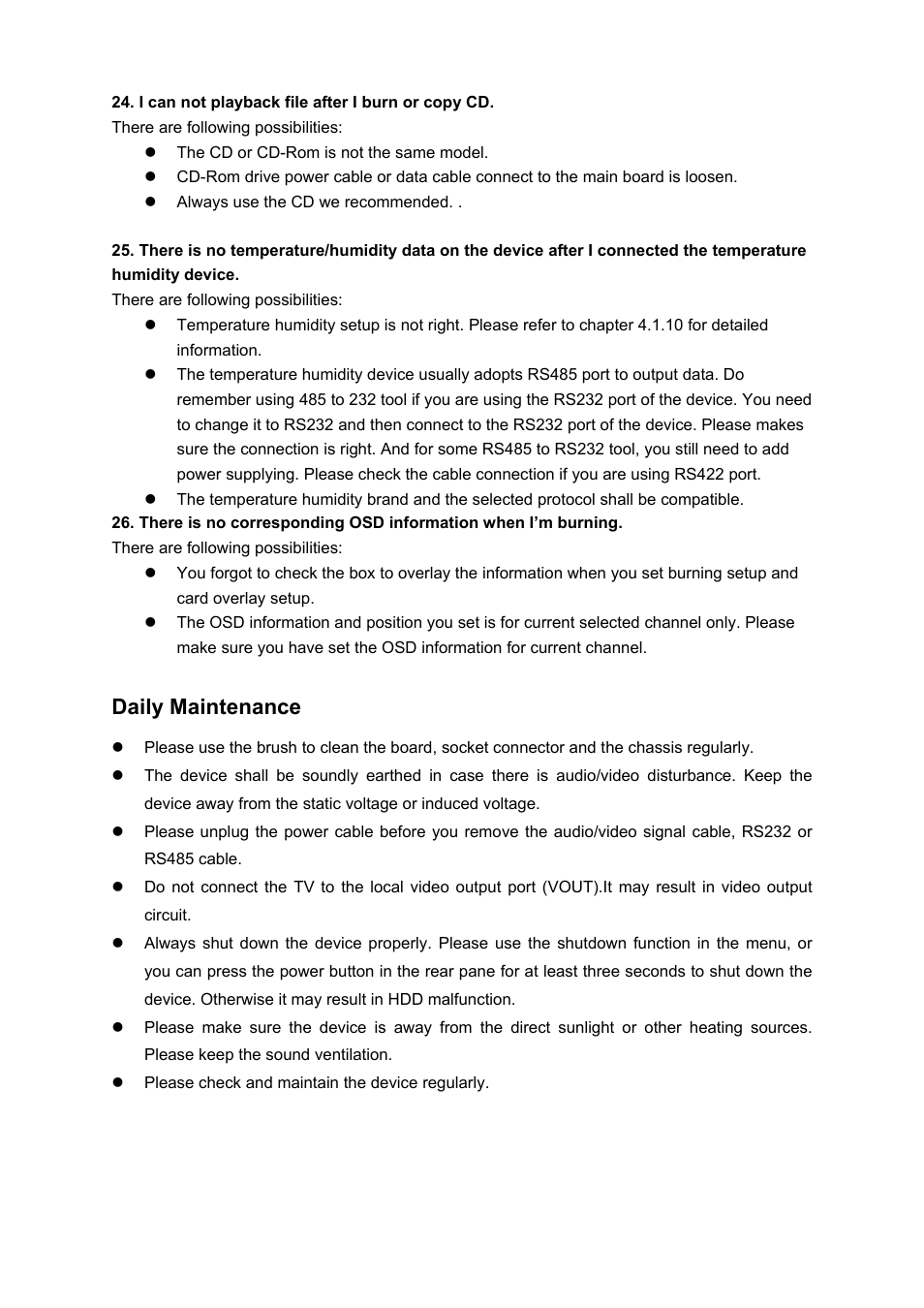 Daily maintenance | IC Realtime 4 Channel Forensic Network Video Recorder User Manual | Page 152 / 169