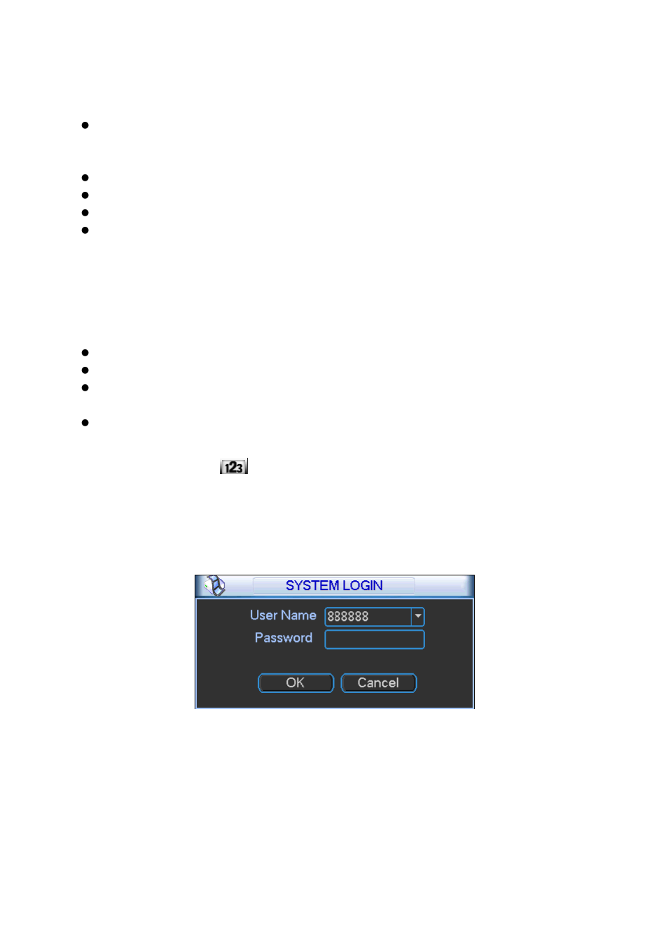 Overview of navigation and controls, Login, logout & main menu, Login | Shutdown, Auto resume after power failure, 4 overview of navigation and controls, 1 login, logout & main menu | IC Realtime 1/2/4 Channel H.264 Network Video Server User Manual | Page 24 / 100