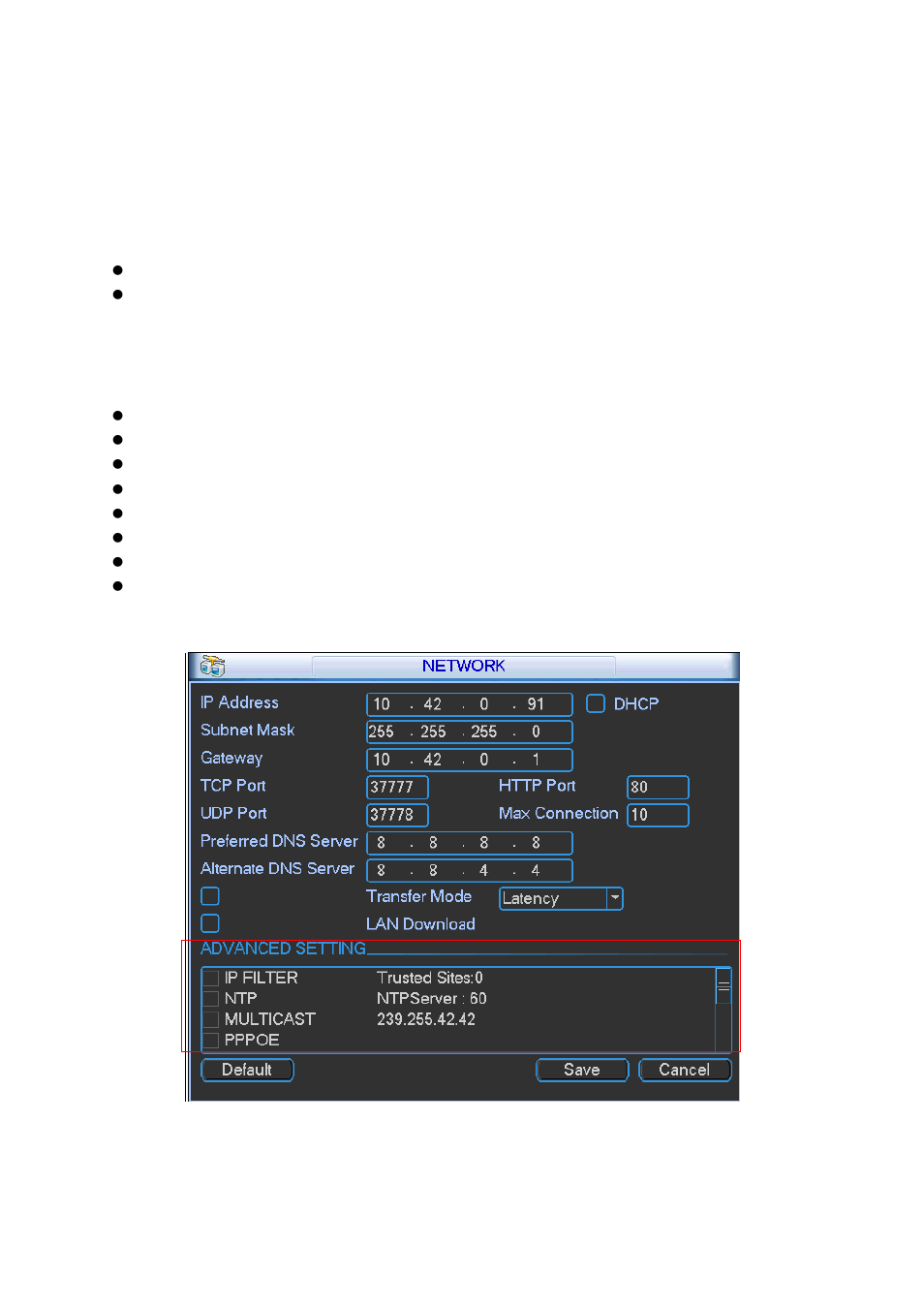 Network, Advanced setup, 4 network | IC Realtime 1/2/4 Channel H.264 Network Video Server User Manual | Page 28 / 100