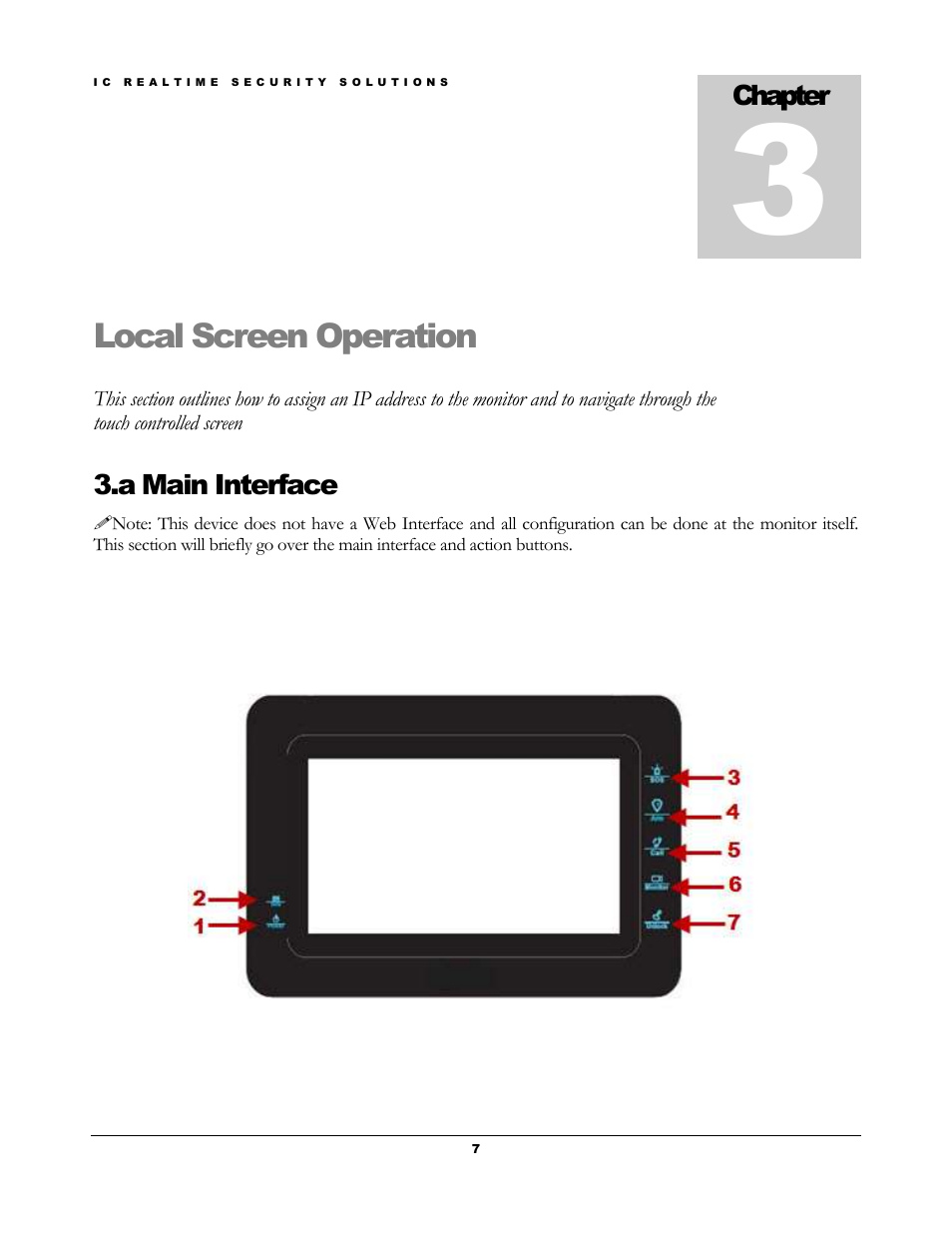 Local screen operation | IC Realtime 7- inch Color Indoor Monitor (IHD7310) User Manual | Page 10 / 15