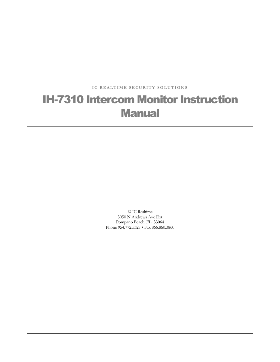 Ih-7310 intercom monitor instruction manual | IC Realtime 7- inch Color Indoor Monitor (IHD7310) User Manual | Page 2 / 15