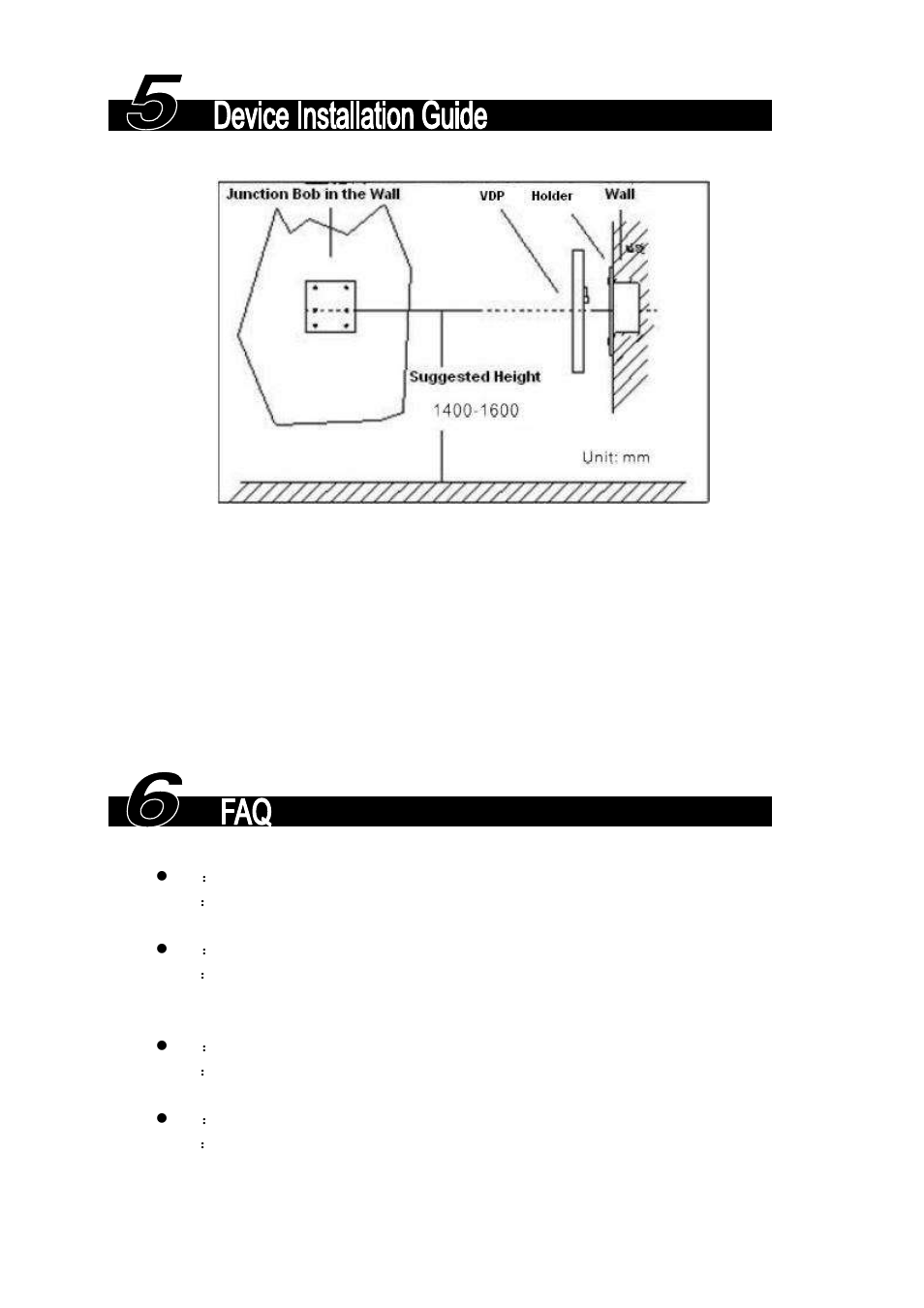 Chapter 5 device installation guide, Chapter 6 faq | IC Realtime 7- inch Color Indoor Monitor (IHD7210) User Manual | Page 11 / 12