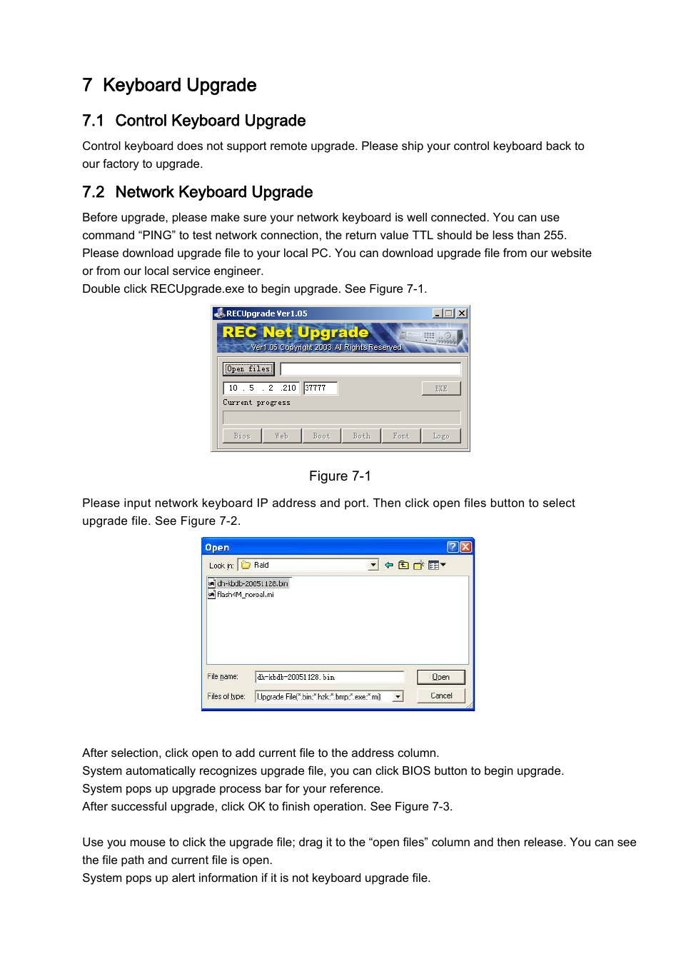 7 keyboard upgrade | IC Realtime Professional 3-D DVR/PTZ Keyboard with Network Capability User Manual | Page 31 / 34