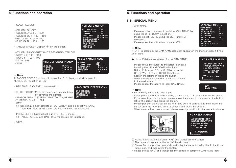 Functions and operation, 11. special menu | IC Realtime 690HTVL I-Sniper PIXIM DPS WideLux IR Bullet Camera (EL2000) User Manual | Page 10 / 16