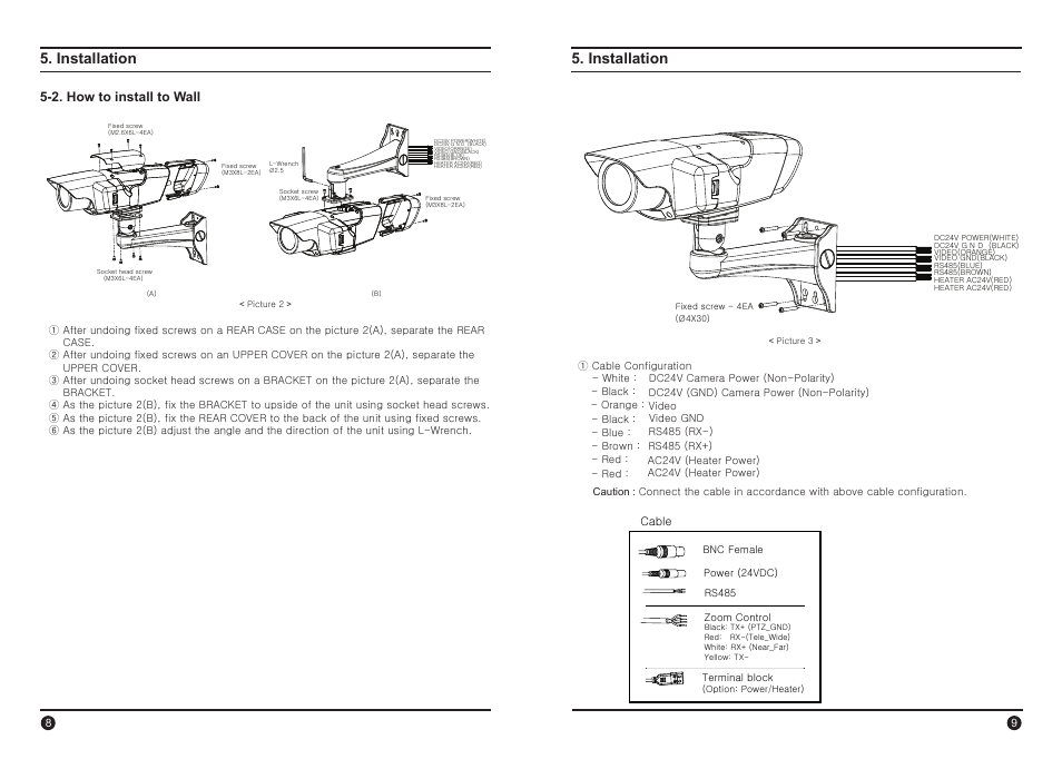 Installation, 2. how to install to wall | IC Realtime 520TVL Super Night Vision Outdoor AF 30X Zoom Camera (EL8000IR) User Manual | Page 5 / 10