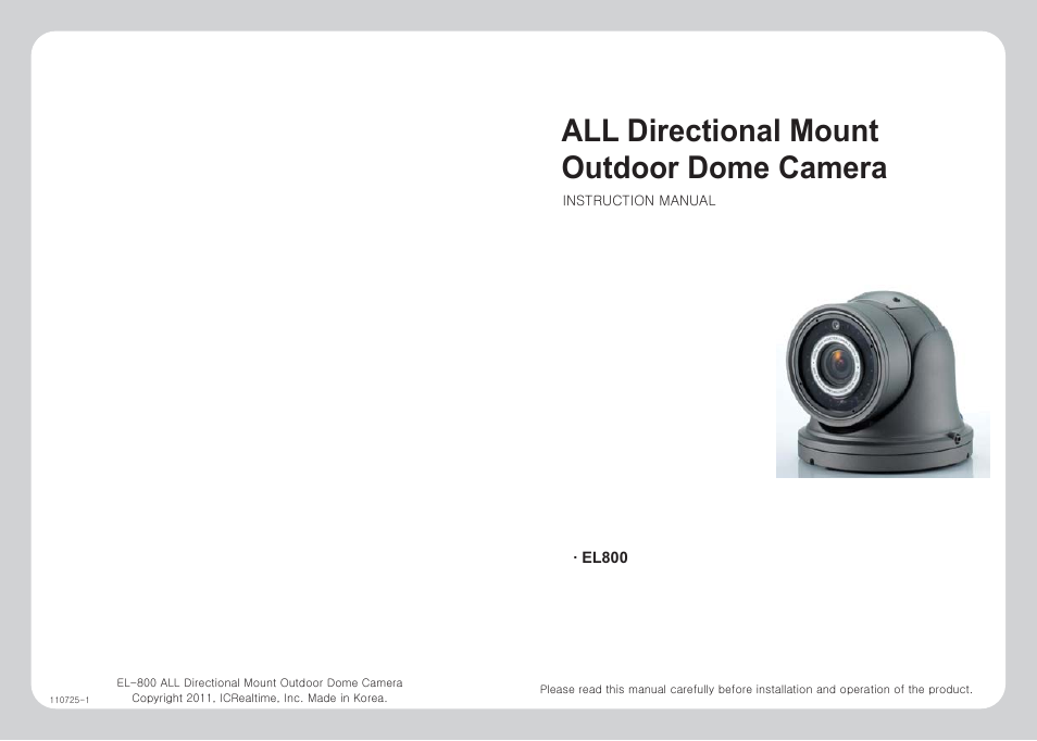 IC Realtime 600TVL Long Range IR Turret Camera With Powered Zoom Lens, WDR, RS-485 (EL800) User Manual | 16 pages