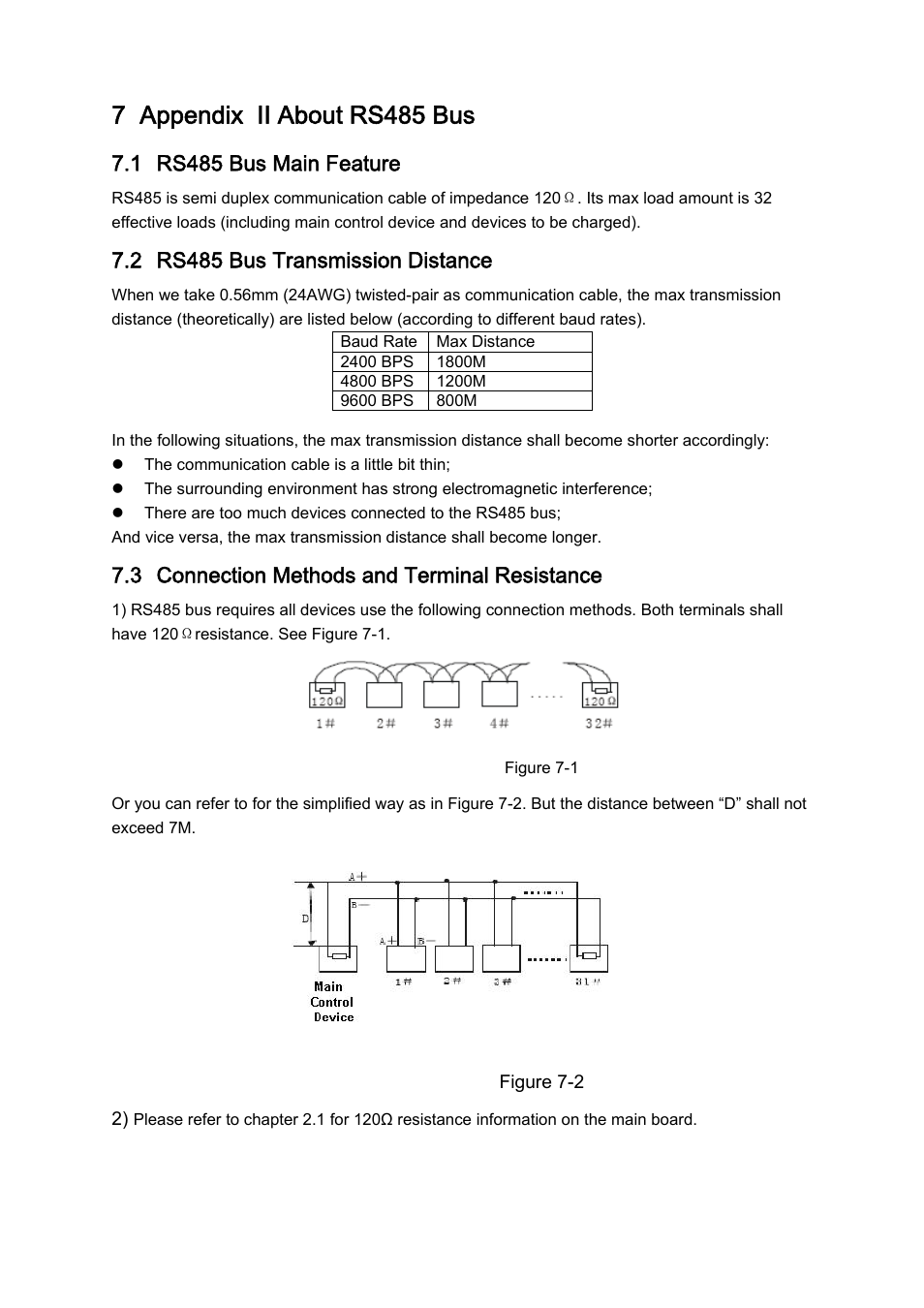 7 appendix Ⅱ about rs485 bus, 1 rs485 bus main feature, 2 rs485 bus transmission distance | 3 connection methods and terminal resistance | IC Realtime PTZ-2801WDR: High Speed PTZ Dome Camera with 28X Zoom User Manual | Page 37 / 41
