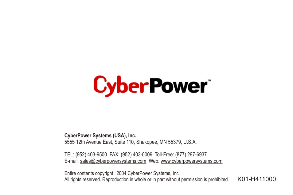 CyberPower Systems CyberPower CP CP-H411 User Manual | Page 12 / 12