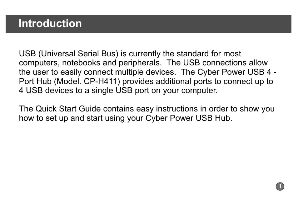 Introduction | CyberPower Systems CyberPower CP CP-H411 User Manual | Page 3 / 12