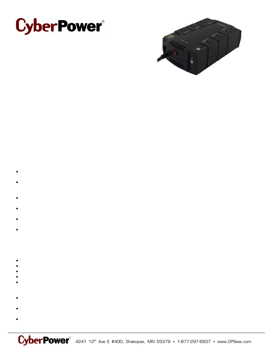 CyberPower Systems 649532005024 User Manual | 2 pages