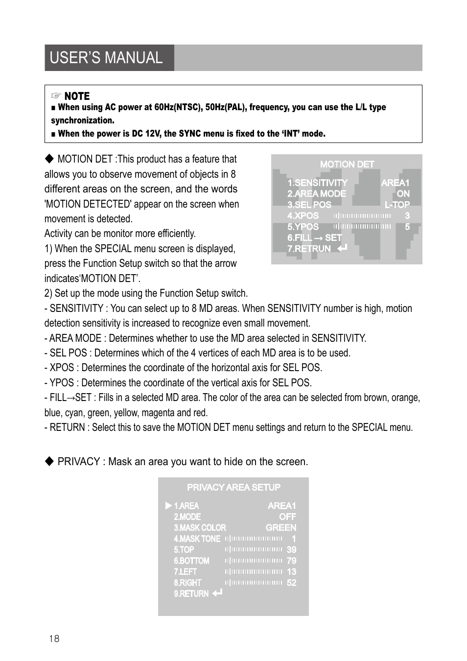 User’s manual | IC Realtime 600TVL DNR Dome Day/Night Weather-proof IR Camera (EL790) User Manual | Page 18 / 22