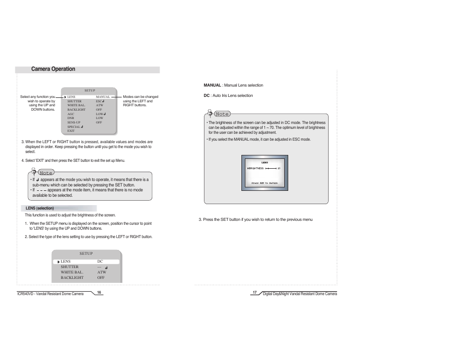 Camera operation | IC Realtime High Resolution Vari-Focal Day/Night Dome Camera (ICR540VD) User Manual | Page 10 / 18