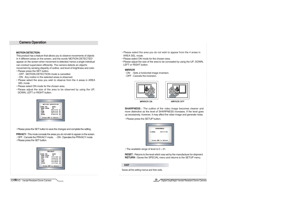 Camera operation | IC Realtime High Resolution Vari-Focal Day/Night Dome Camera (ICR540VD) User Manual | Page 16 / 18