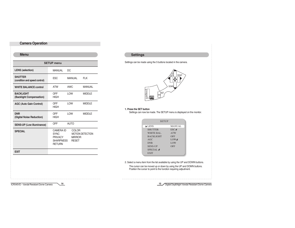Camera operation | IC Realtime High Resolution Vari-Focal Day/Night Dome Camera (ICR540VD) User Manual | Page 9 / 18