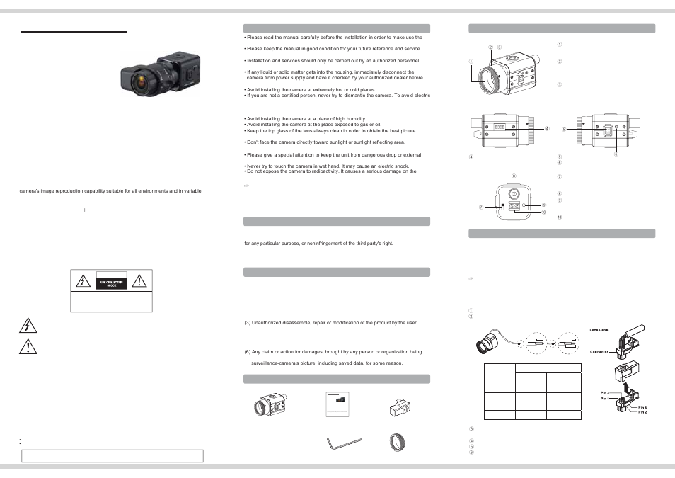 IC Realtime 600TVL Mini Box Camera with D-WDR & DNR (EL600) User Manual | 2 pages