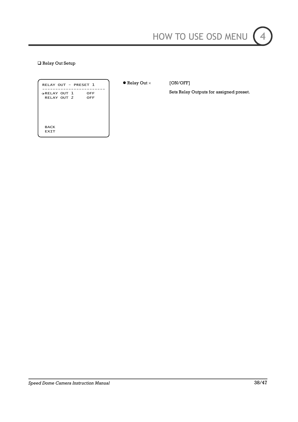 How to use osd menu | IC Realtime 22X Optical / 10X Digital Zoom High Res Day/Night Speed Dome-24VAC (ICR2200DN) User Manual | Page 38 / 47