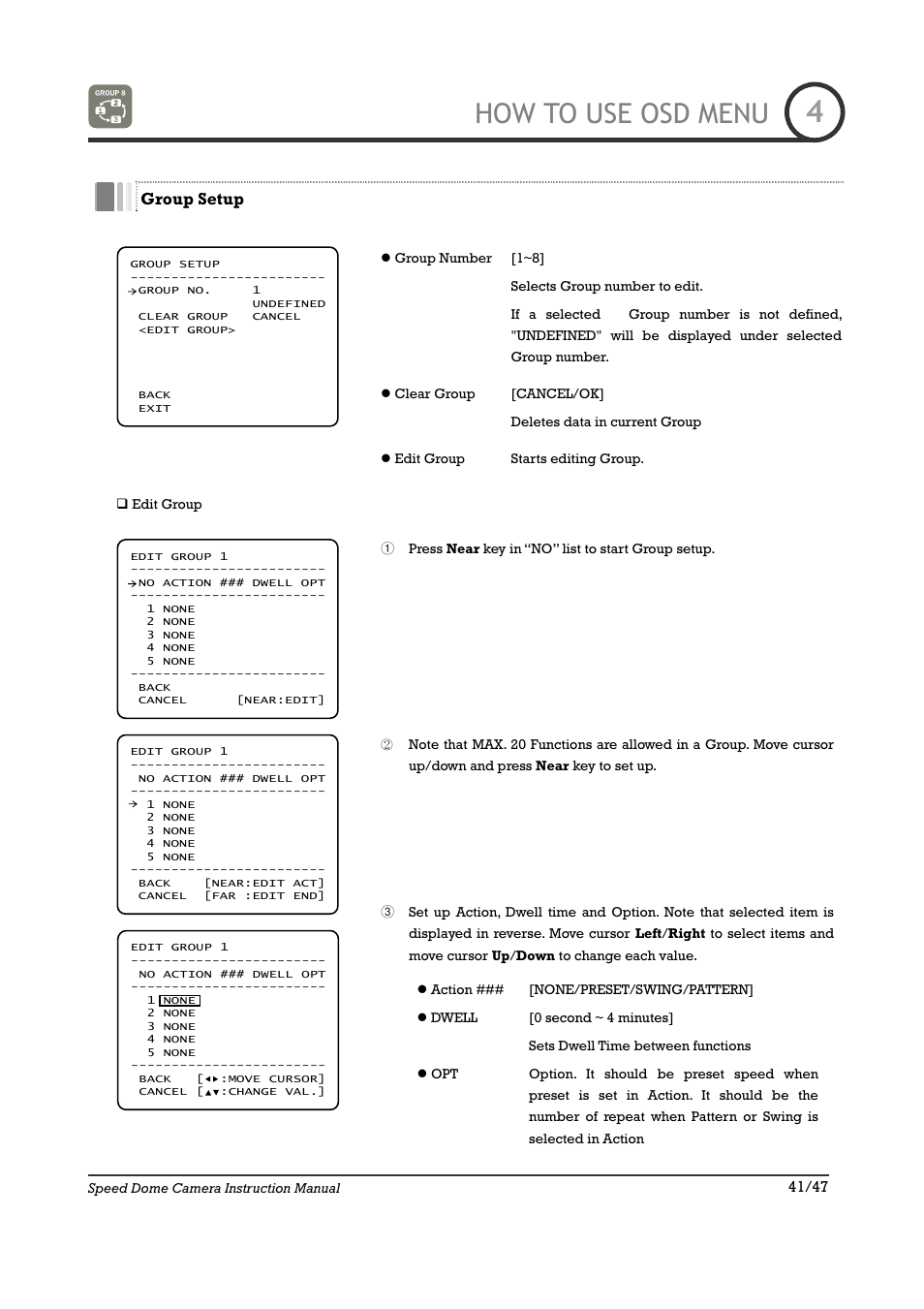 How to use osd menu | IC Realtime 22X Optical / 10X Digital Zoom High Res Day/Night Speed Dome-24VAC (ICR2200DN) User Manual | Page 41 / 47