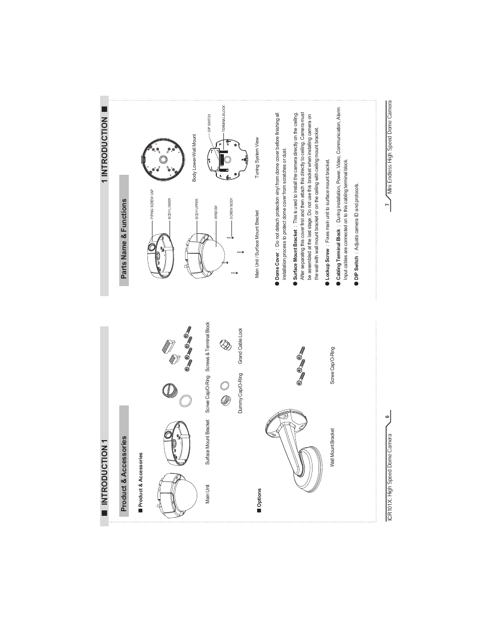 Introduction 1 1 introduction, Mi ni en dle ss h igh sp ee d d om e c am era, High sp ee d d om e c am era | IC Realtime Mini-Size High Speed PTZ Dome Camera (ICR101X) User Manual | Page 5 / 21