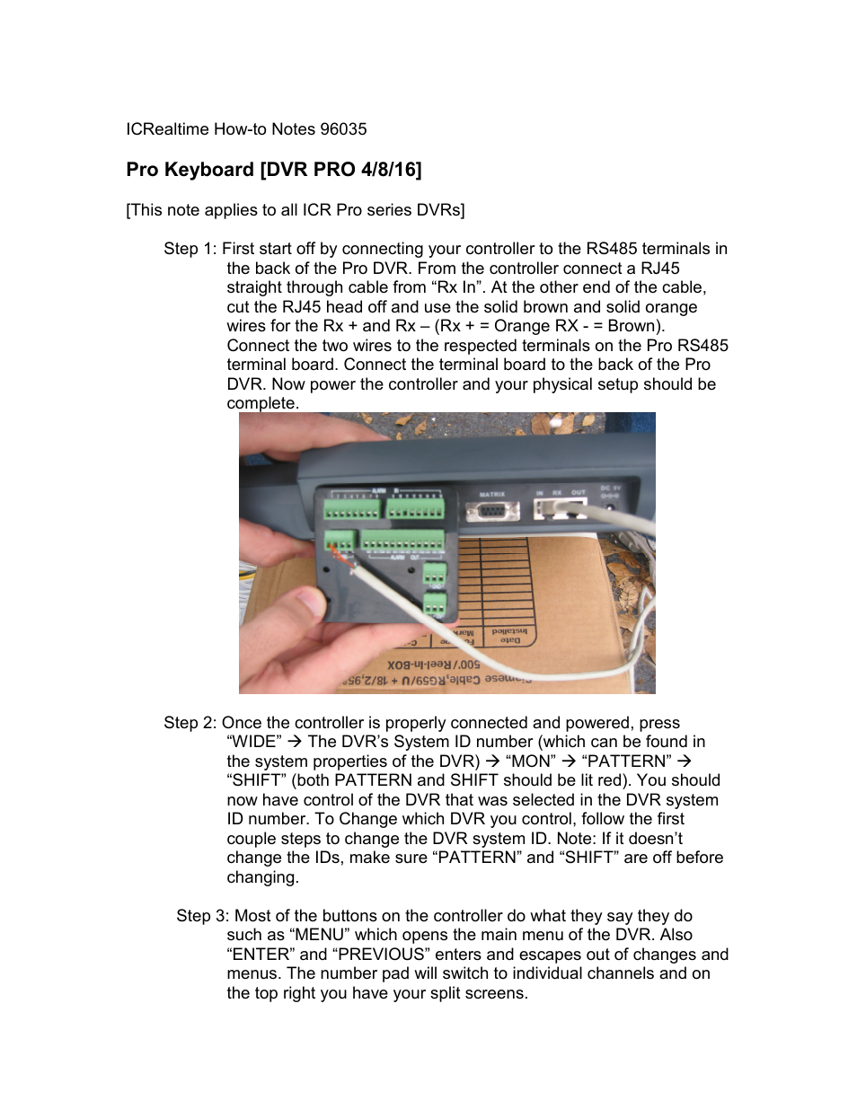 IC Realtime PTZ Controller for ICR101X User Manual | 2 pages