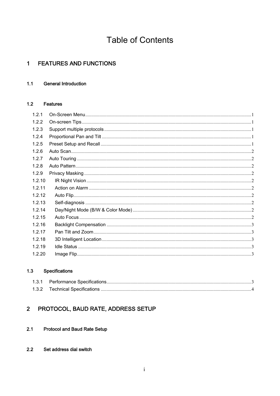 IC Realtime 600TVL / 650TVL 23X High Speed PTZ Camera with 250' IR User Manual | Page 2 / 41