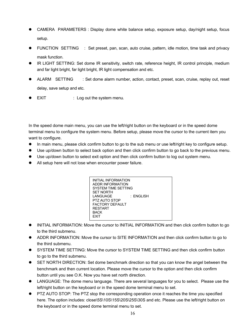 4 menu operation | IC Realtime 600TVL / 650TVL 23X High Speed PTZ Camera with 250' IR User Manual | Page 23 / 41