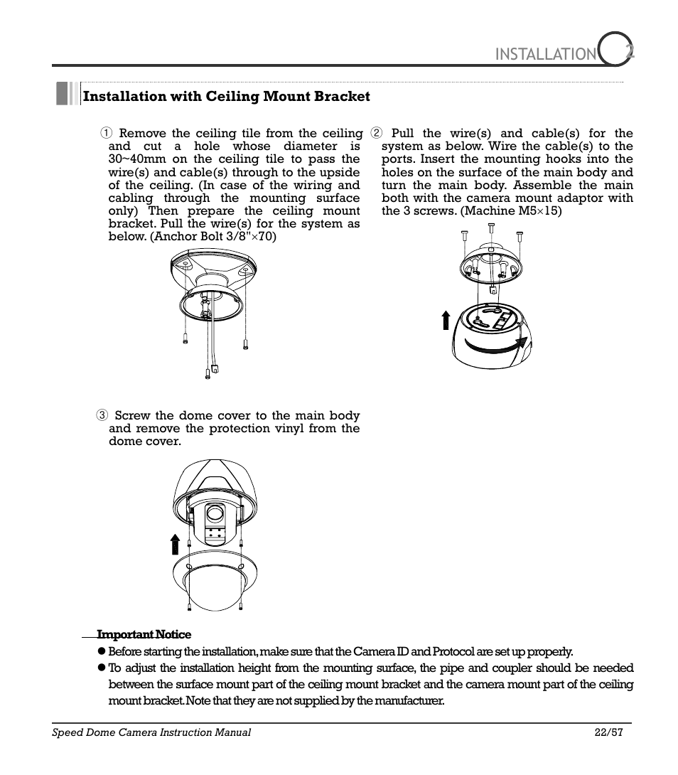 Icr-100x 22, Installation | IC Realtime 480TVL Super Night Vision Outdoor AF 22X Zoom Camera (ICR200X) User Manual | Page 16 / 46