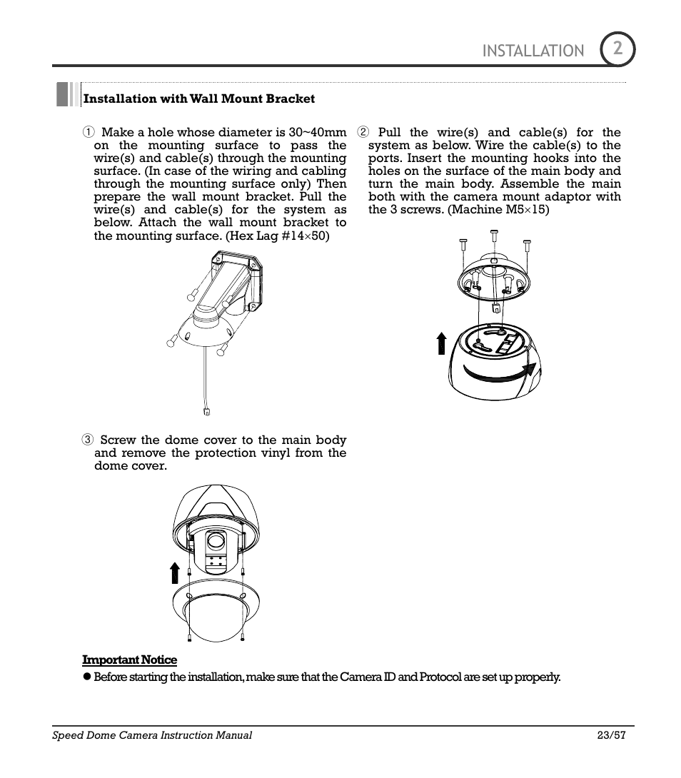 Icr-100x 23, Installation | IC Realtime 480TVL Super Night Vision Outdoor AF 22X Zoom Camera (ICR200X) User Manual | Page 17 / 46