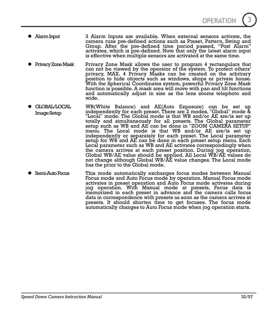 Icr-100x 32, Operation | IC Realtime 480TVL Super Night Vision Outdoor AF 22X Zoom Camera (ICR200X) User Manual | Page 24 / 46