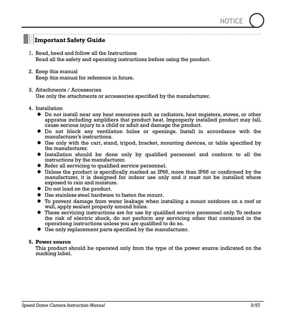 Icr-100x 3, Notice | IC Realtime 480TVL Super Night Vision Outdoor AF 22X Zoom Camera (ICR200X) User Manual | Page 3 / 46