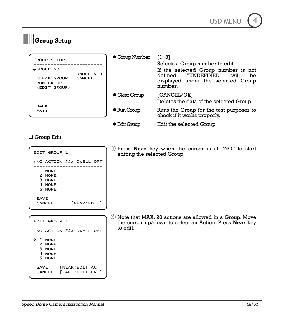 Icr-100x 49, Osd menu | IC Realtime 480TVL Super Night Vision Outdoor AF 22X Zoom Camera (ICR200X) User Manual | Page 41 / 46