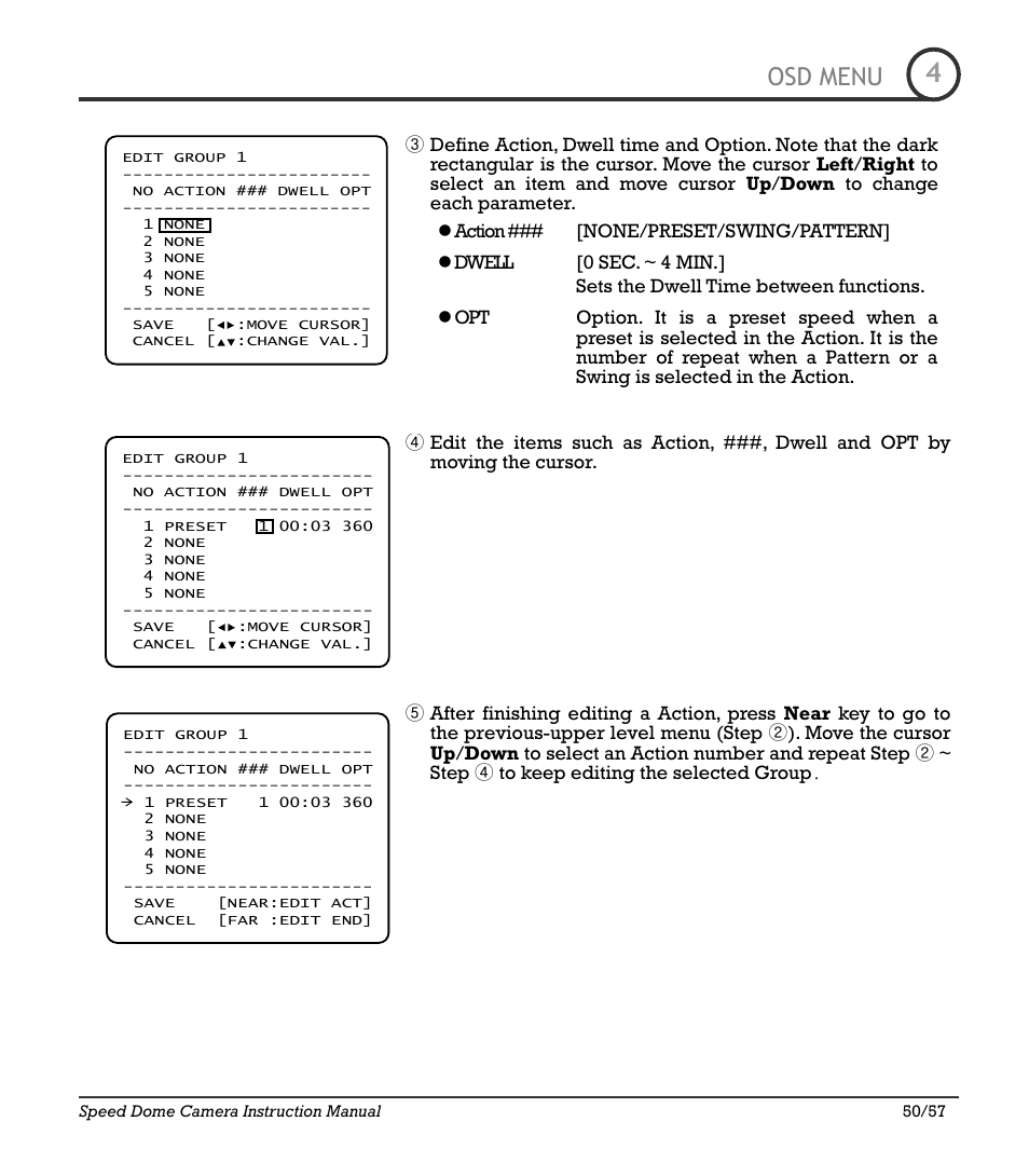 Icr-100x 50, Osd menu | IC Realtime 480TVL Super Night Vision Outdoor AF 22X Zoom Camera (ICR200X) User Manual | Page 42 / 46