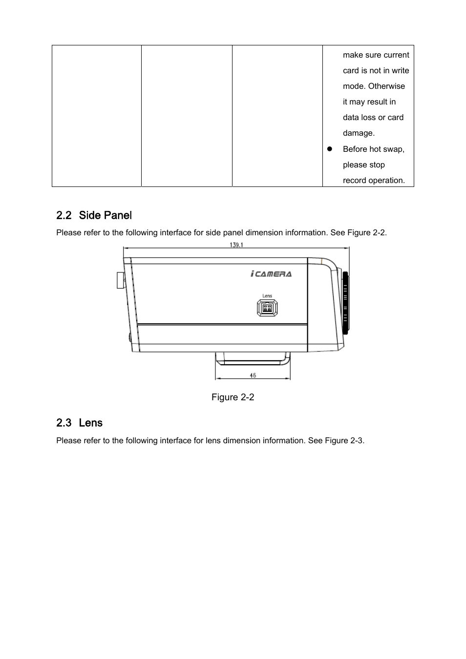 2 side panel, 3 lens, Side panel | Lens | IC Realtime 540TVL Box Style IP Cameras (ICIPS565) User Manual | Page 19 / 42
