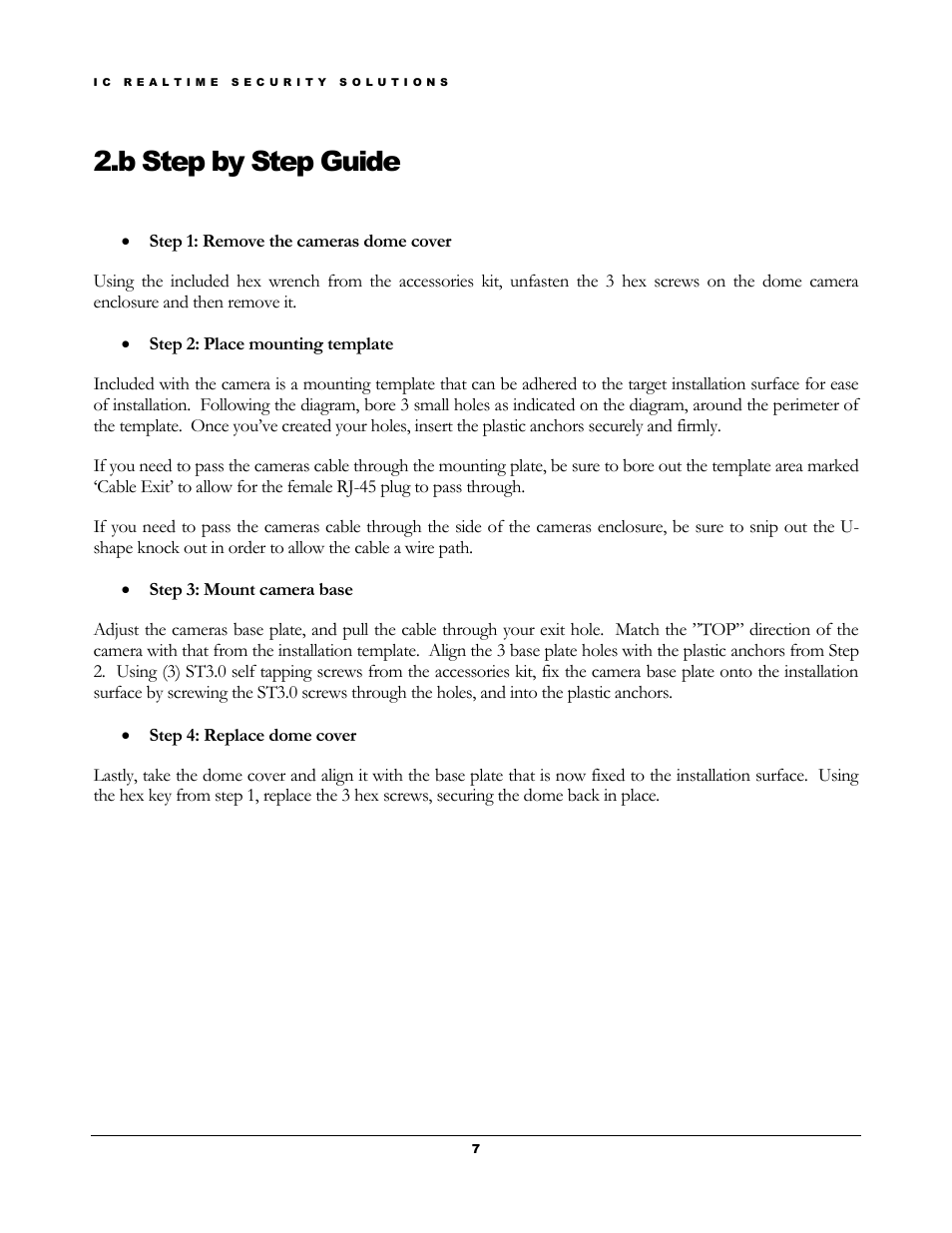 B step by step guide | IC Realtime 2Megapixel HD Network Fish-Eye Camera (ICIPD2360) User Manual | Page 10 / 17