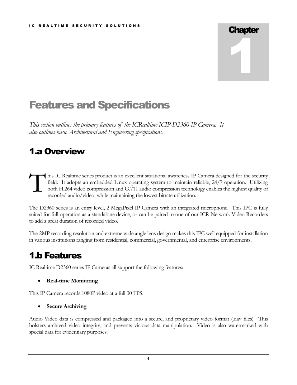 Features and specifications | IC Realtime 2Megapixel HD Network Fish-Eye Camera (ICIPD2360) User Manual | Page 4 / 17