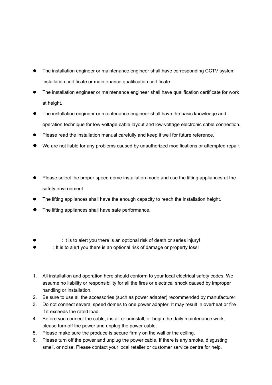 Important safeguards and warnings safety measures, Warning | IC Realtime 2 Megapixel Mini Network PTZ Dome Camera (ICIPP2012S) User Manual | Page 6 / 30