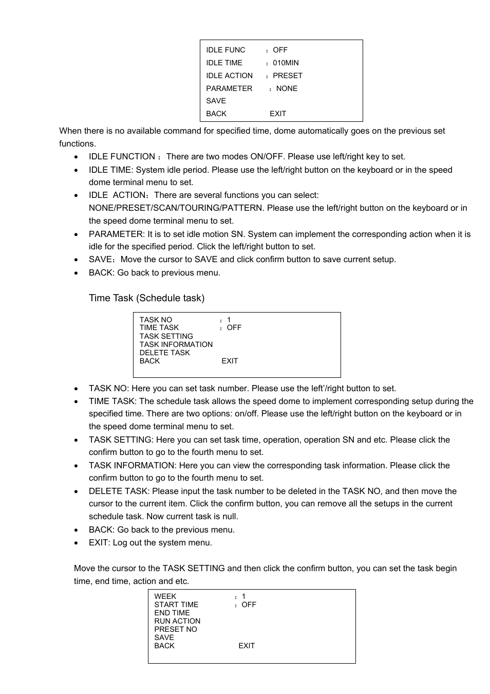 7 time task (schedule task) | IC Realtime 1.3 Megapixel 18X PTZ Network Camera with Up-to 300 ft IR (ICIPMP1808IR) User Manual | Page 28 / 38