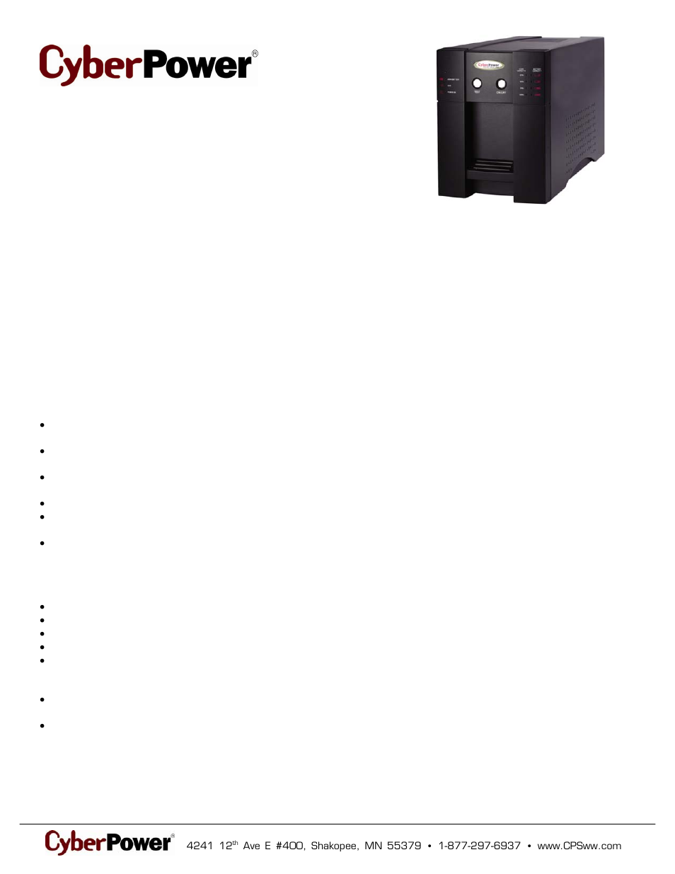 CyberPower Systems PP1500SWT4 User Manual | 2 pages