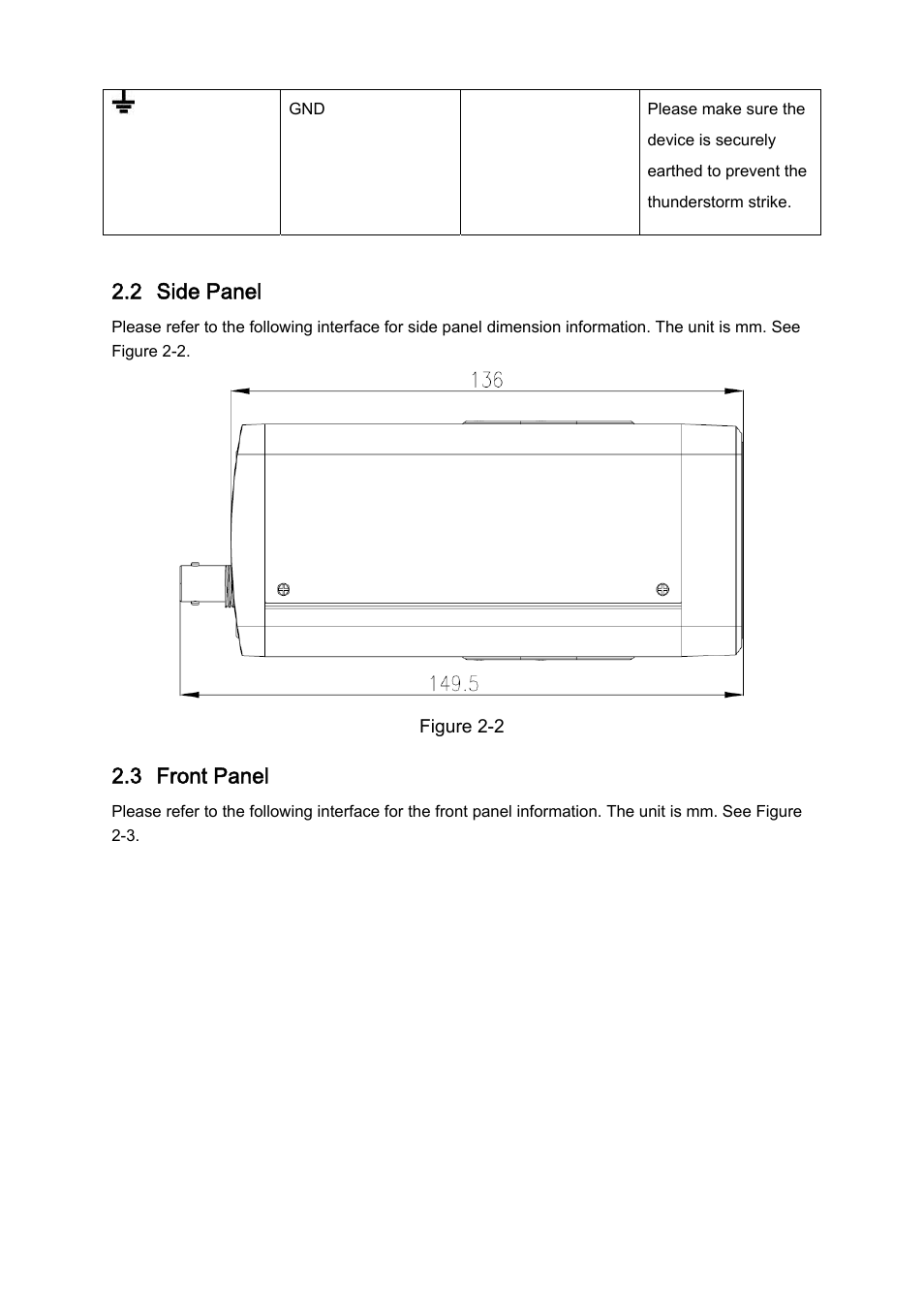 2 side panel, 3 front panel | IC Realtime 1.3 Megapixel PoE WDR HD Network Camera (ICIPS1300WDR) User Manual | Page 23 / 41