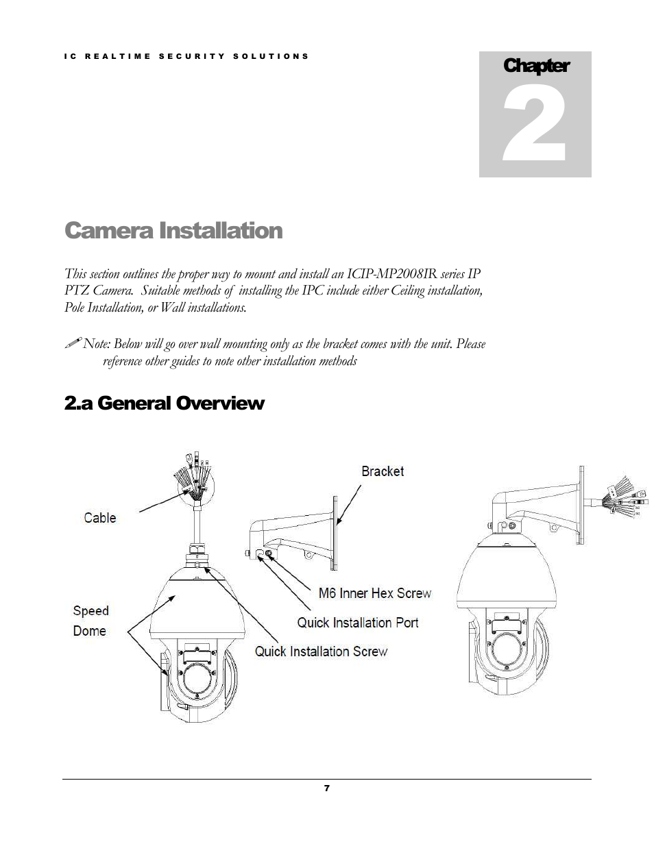 Camera installation | IC Realtime 1.3Mp HD Cost-effective Network IR PTZ Dome Camera (ICIPM2008IR) User Manual | Page 10 / 19