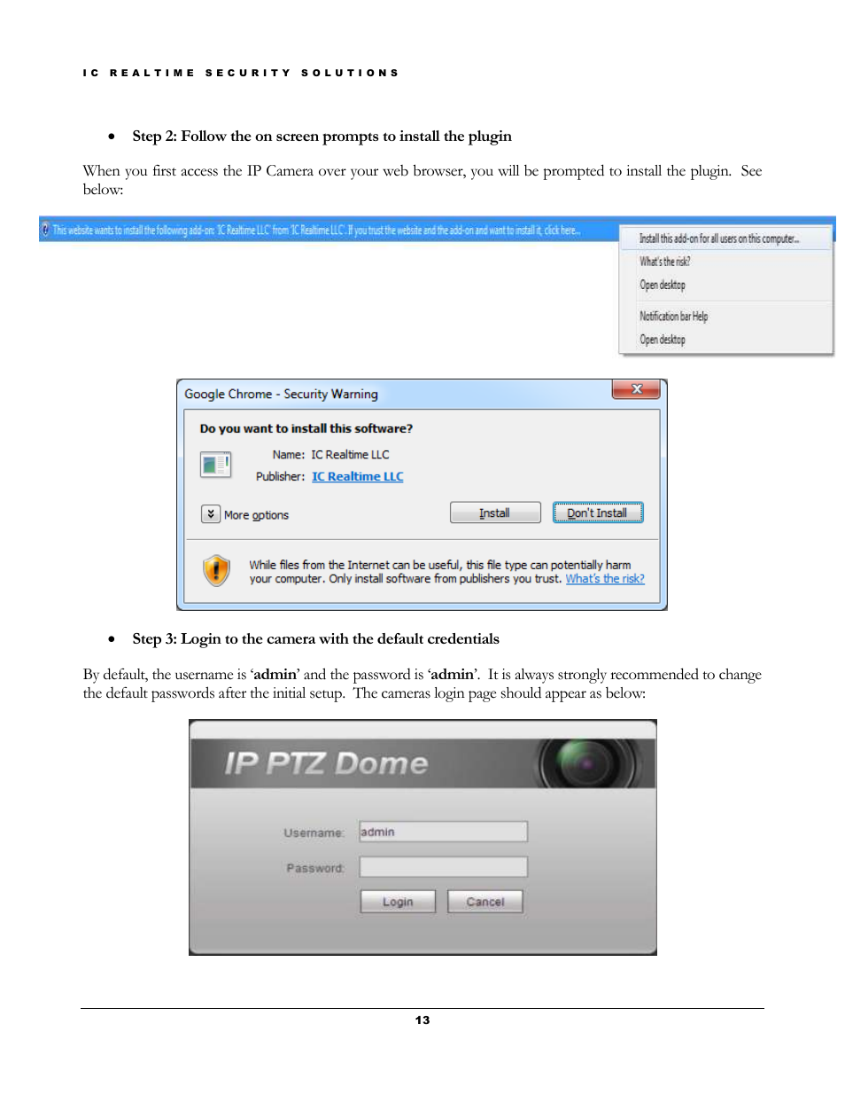 IC Realtime 1.3Mp HD Cost-effective Network IR PTZ Dome Camera (ICIPM2008IR) User Manual | Page 16 / 19