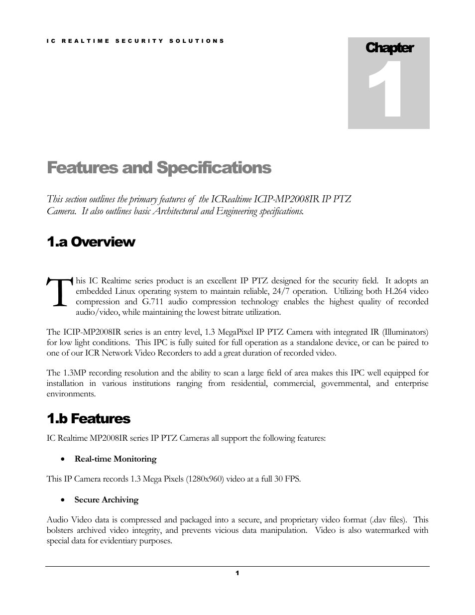 Features and specifications | IC Realtime 1.3Mp HD Cost-effective Network IR PTZ Dome Camera (ICIPM2008IR) User Manual | Page 4 / 19