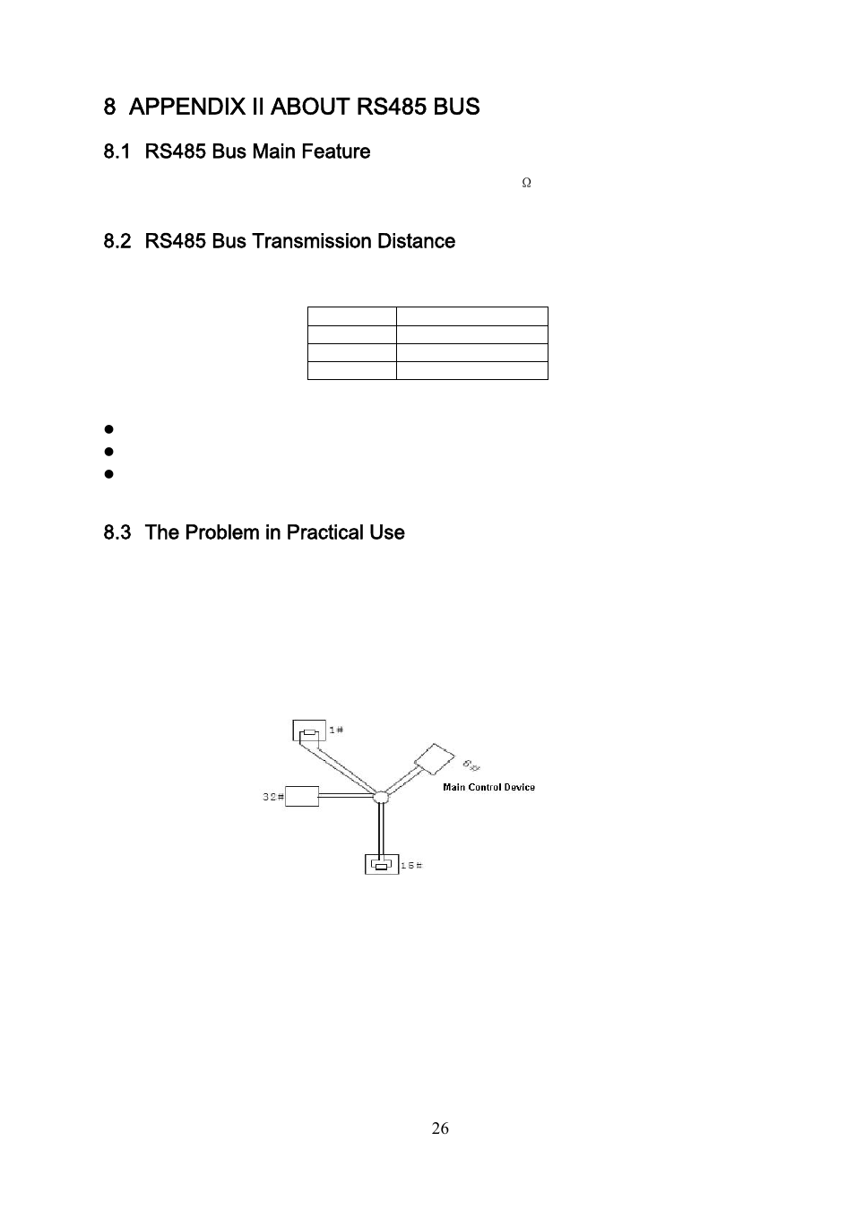 8 appendix Ⅱ about rs485 bus, 1 rs485 bus main feature, 2 rs485 bus transmission distance | 3 the problem in practical use | IC Realtime 3Mp Full HD Network PTZ Dome Camera (ICIPP3020HD) User Manual | Page 26 / 29