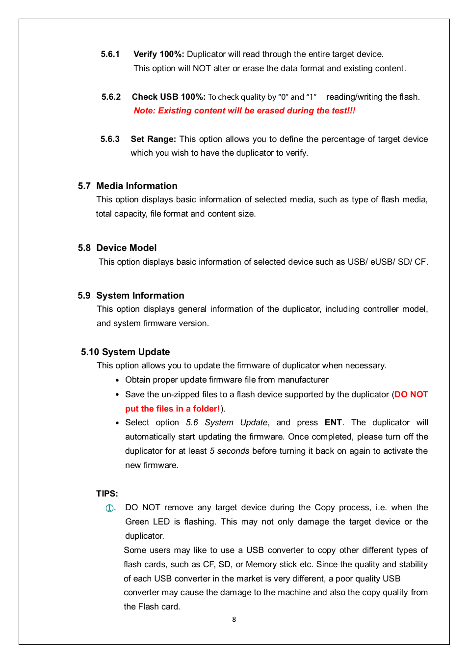 ILY Flash Duplicator USB/FlashMax/CF/SD/eUSB User Manual | Page 9 / 12