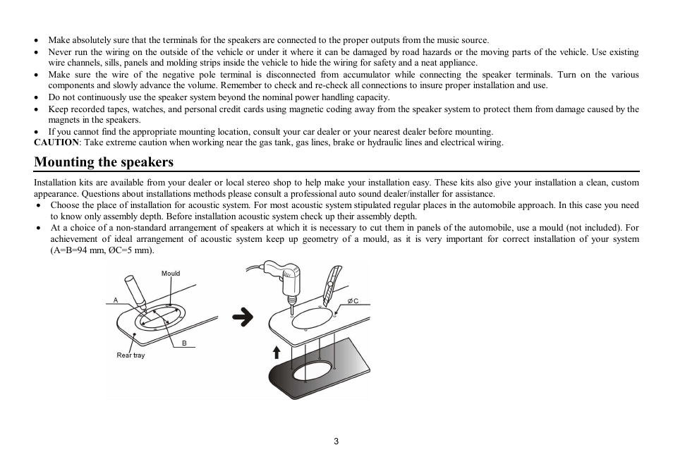 Mounting the speakers | Hyundai H-CSD502 User Manual | Page 3 / 11