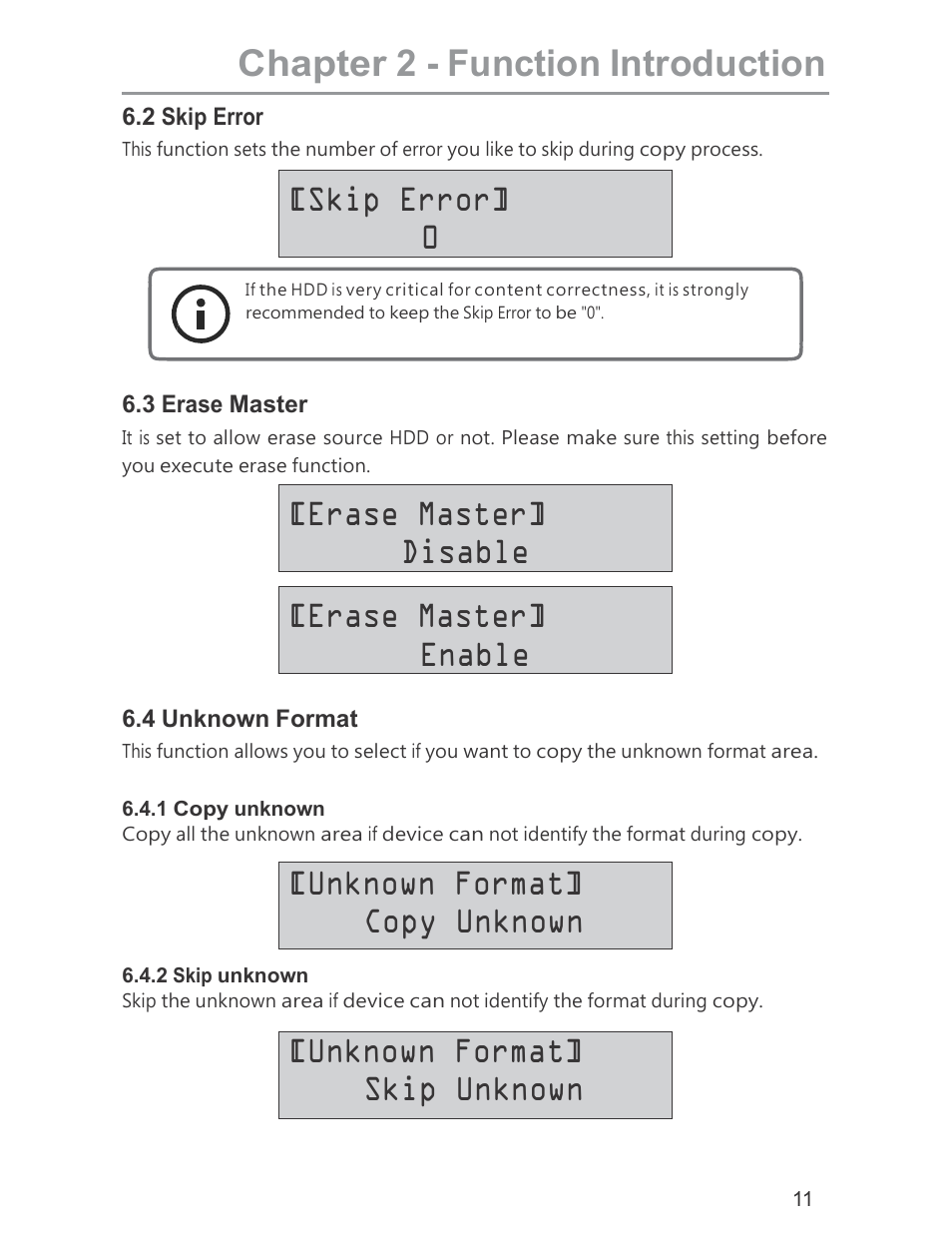 Chapter 2 - function introduction | ILY HDD Duplicator User Manual | Page 11 / 13
