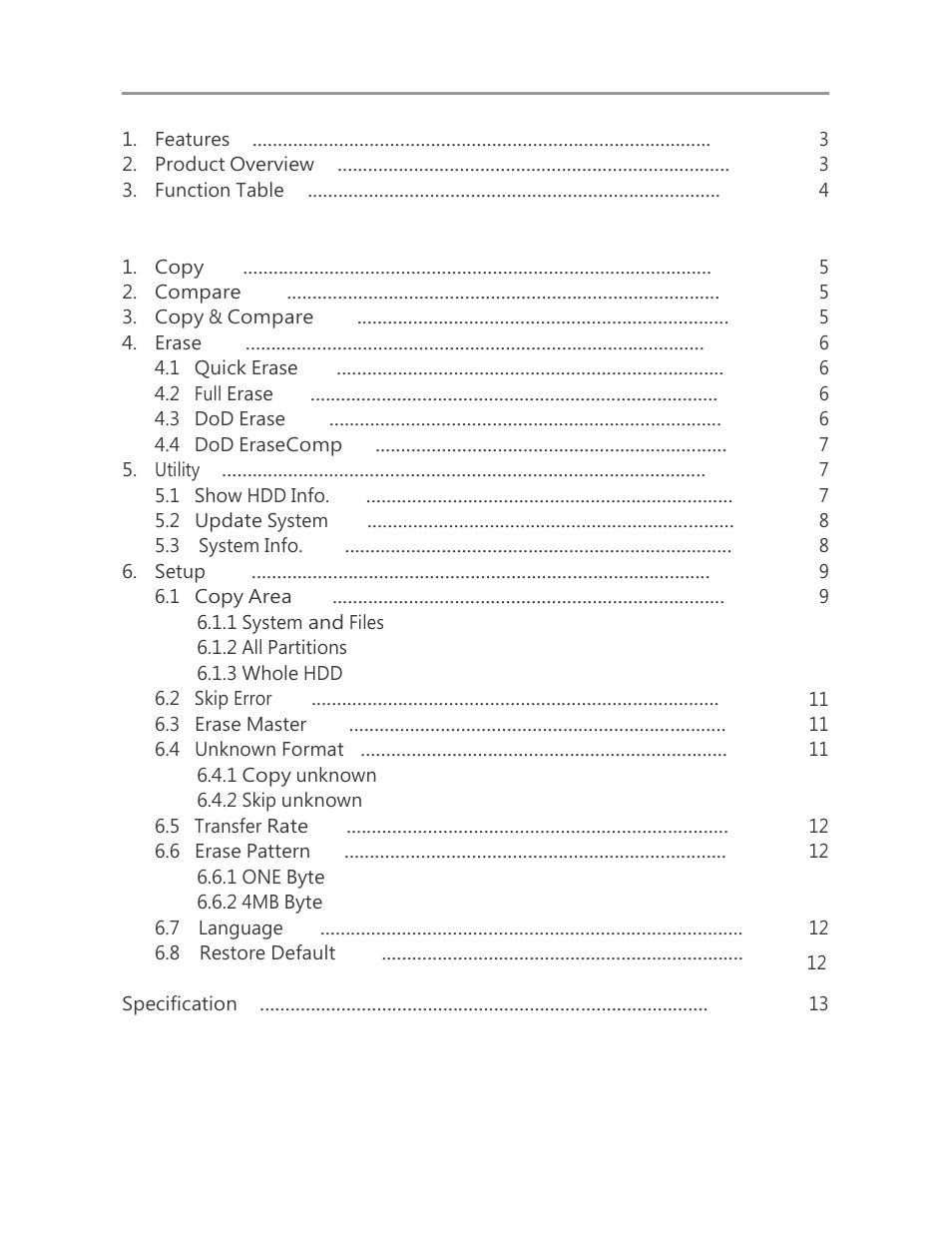 Content | ILY HDD Duplicator User Manual | Page 2 / 13