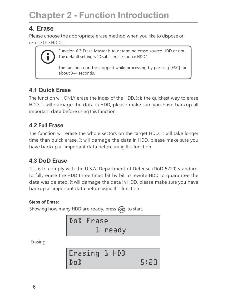 Chapter 2 - function introduction | ILY HDD Duplicator User Manual | Page 6 / 13