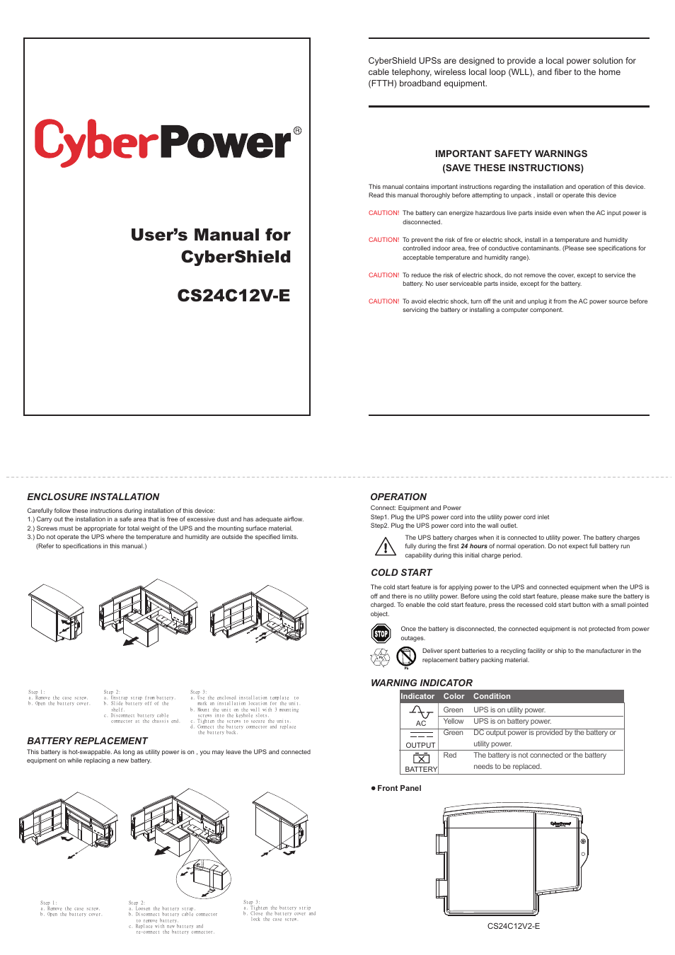 CyberPower Systems CS24C12V-E User Manual | 2 pages