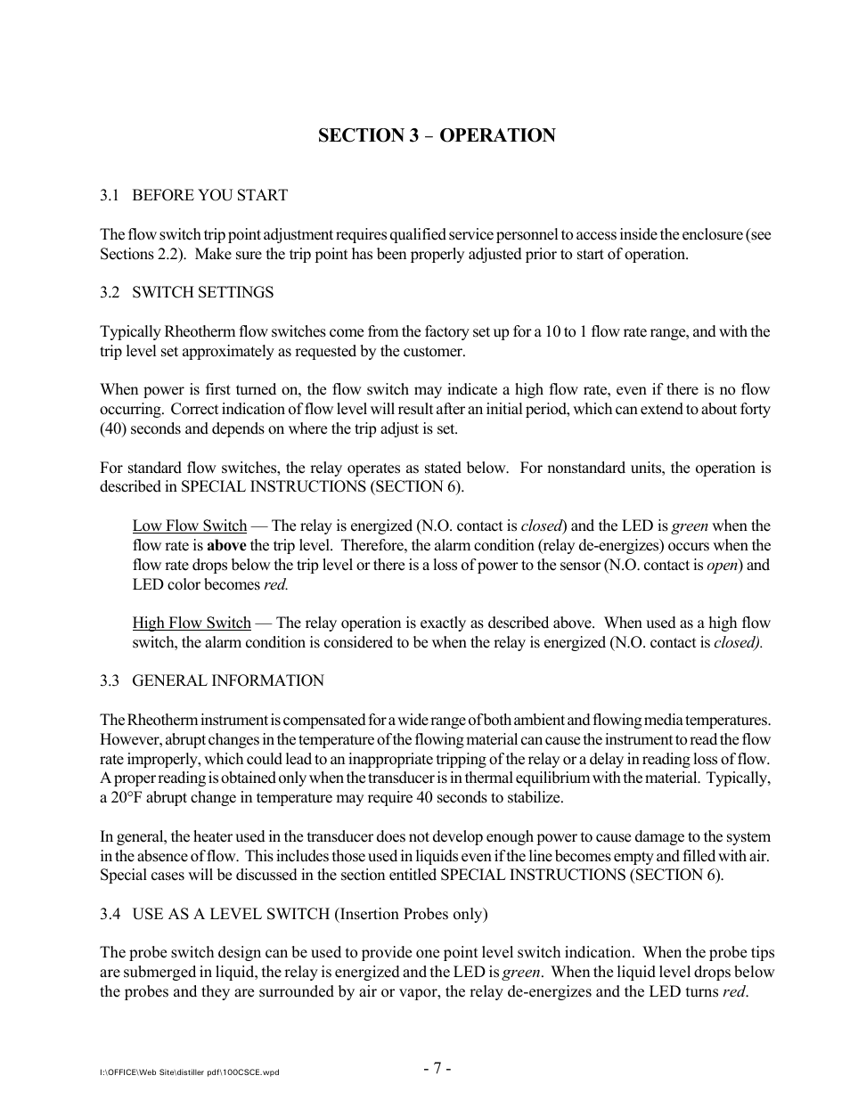Operation | Intek 100CS with CE Marking User Manual | Page 9 / 14