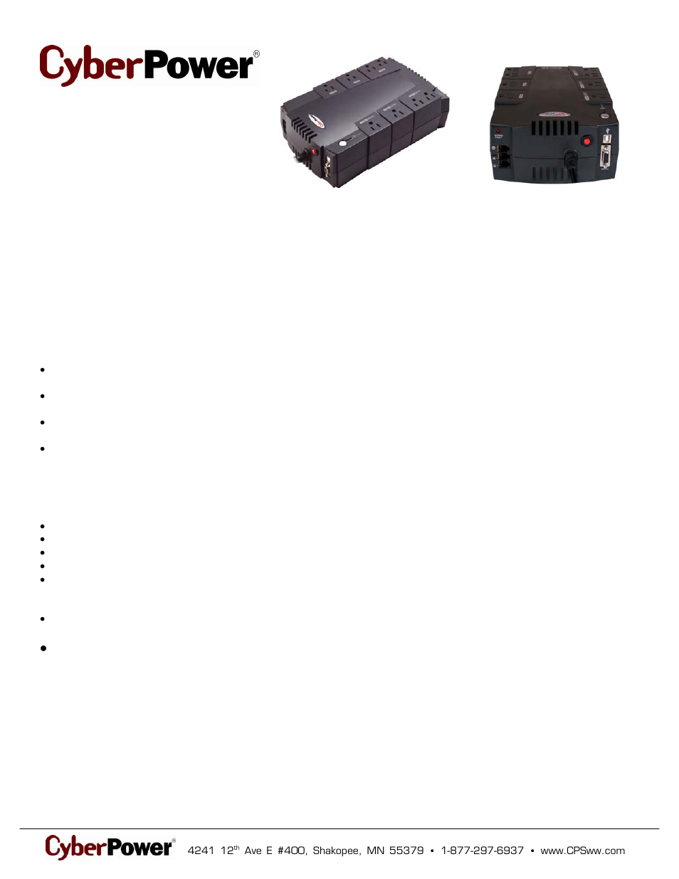 CyberPower Systems CP550SL User Manual | 2 pages